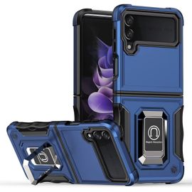 Coque Pour Samsung Galaxy Z Flip 4 Housse, Tpu + Pc 2 En 1 Double Protection, Antichoc, Résistant Aux Rayures, Avec Siège De Support, Samsung Galaxy Z Flip 4 Étui.(Bleu)