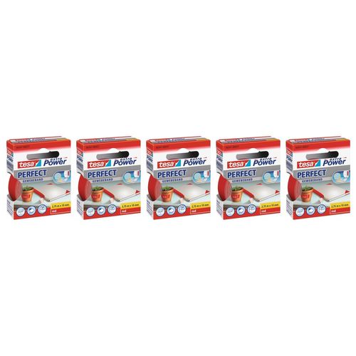 tesa Lot de 5 Rubans toilé adhésif Extra power 19 mm x 2,75 m Rouge