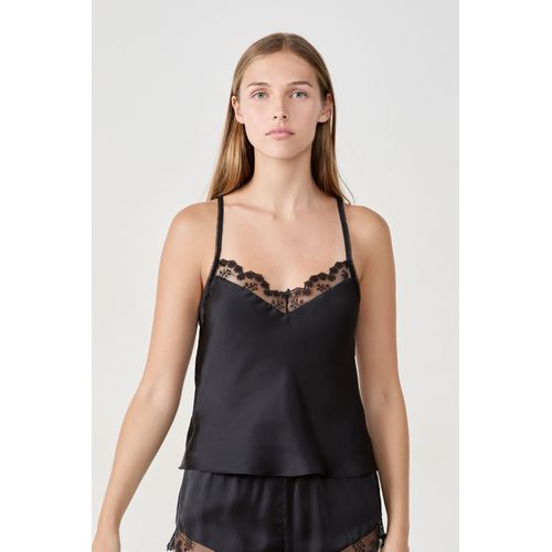 Caraco Satiné Détails Dentelle - Reveuse - L - Black - Femme - Etam
