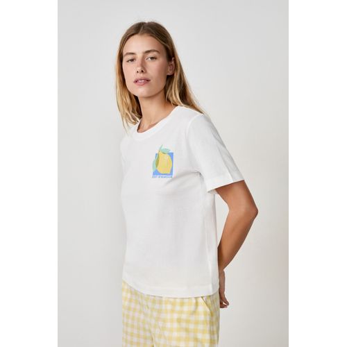 T-Shirt Manches Courtes Imprimé Citron - Celal - M - White - Femme - Etam