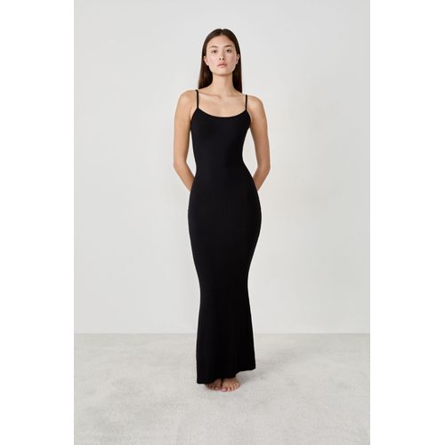 Robe Longue En Maille Côtelée - Pure Soft - M - Black - Femme - Etam