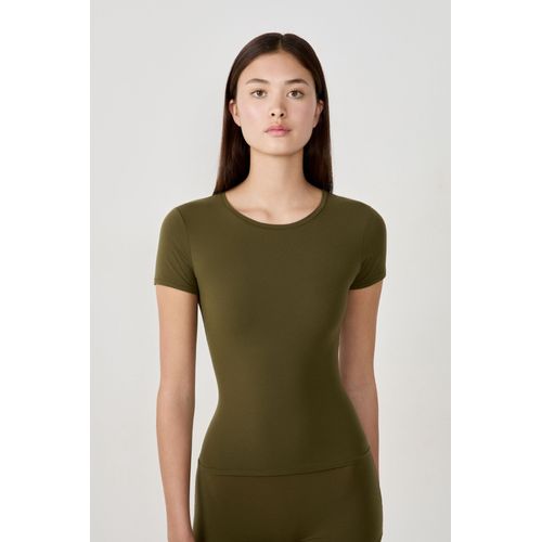 T-Shirt Manches Courtes En Microfibre - Pure Soft - Xl - Kaki - Femme - Etam