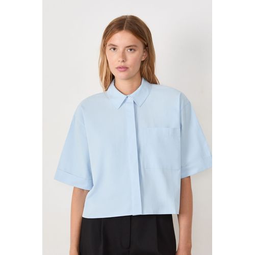 Chemise Manches Courtes En Coton - Elisana - L - Bleu Moyen - Femme - Etam