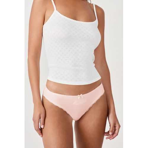 Culotte En Coton Brodée - Moony - Xs - Pink - Femme - Etam