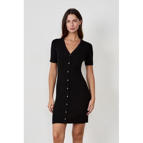 Robe Courte Avec Boutons - Lauriane - Xs - Black - Femme - Etam