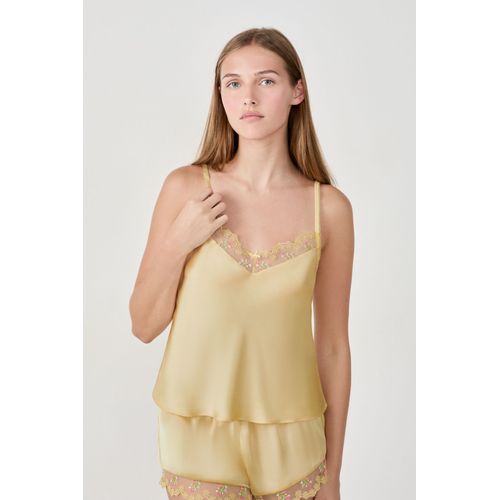 Caraco Satiné Détails Dentelle - Reveuse - S - Citron - Femme - Etam