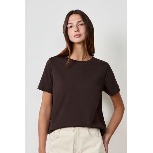T-Shirt Manches Courtes En Coton - Gaby - S - Chocolat - Femme - Etam