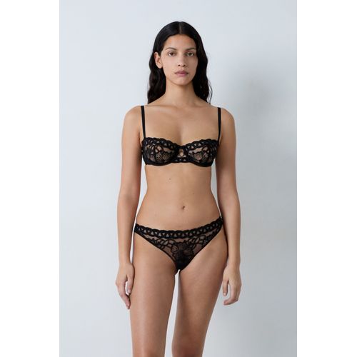 Tanga Brodé - Patchouli - 36 - Black - Femme - Etam