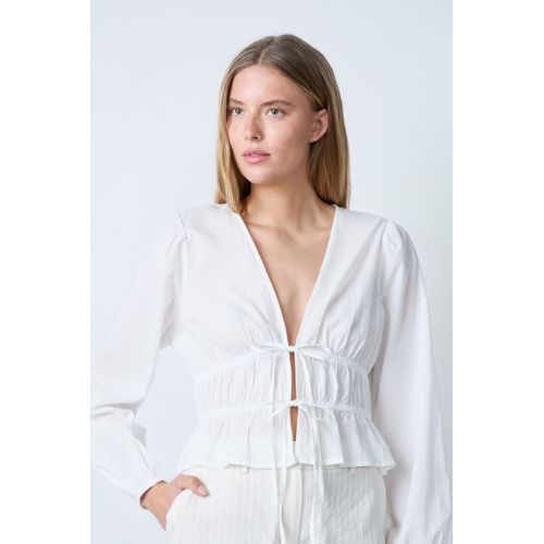 Blouse Manches Longues En Coton À Noeuds - Tivo - L - Ecru - Femme - Etam