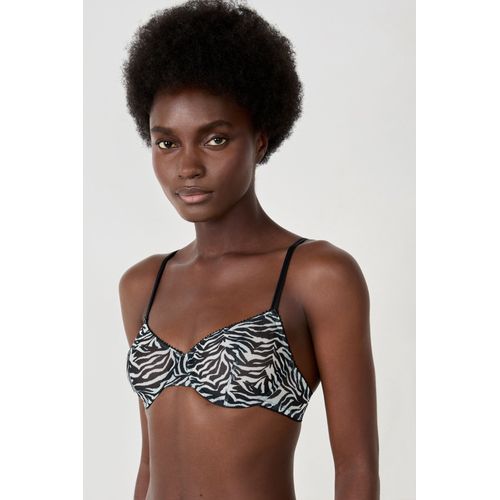 Soutien-Gorge Classique En Tulle Zèbre - Pelage - 90d - White - Femme - Etam