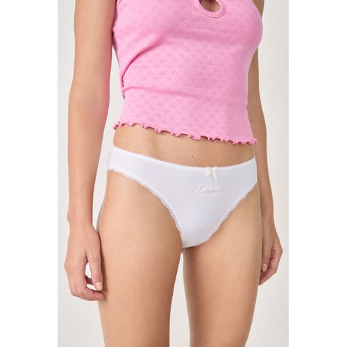 Culotte En Coton Brodée - Moony - S - White - Femme - Etam