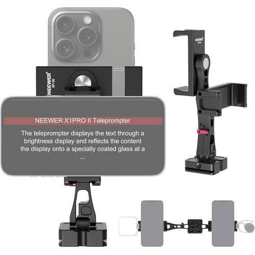 NEEWER Adaptateur Support de Trépied Téléphone en Métal avec Base Arca QR,Support de Pince à Double Clip pour Téléphone Portable Rotatif à 360°avec 4 Sabots Froids Compatible avec iPhone Samsung,SP-08