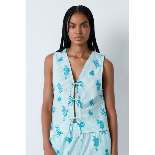Top De Pyjama En Coton À Motifs À N?uds Devant - Emmy - Xs - Ecru - Femme - Etam