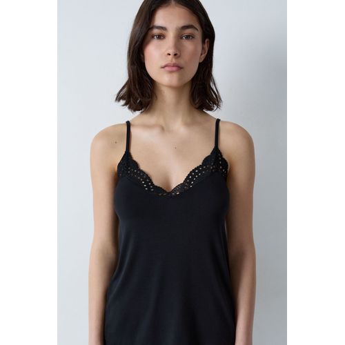 Caraco En Modal Décolleté Dentelle - Josephine - Xs - Black - Femme - Etam