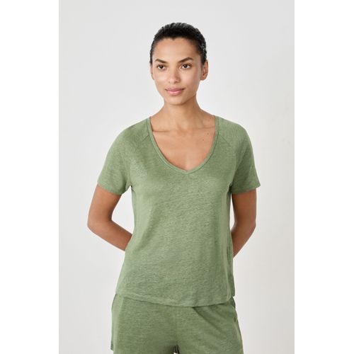 T-Shirt De Pyjama Manches Courtes 100% Lin - Josie - S - Green - Femme - Etam