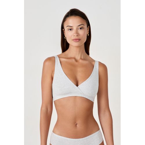 Soutien-Gorge Brassière Réversible En Coton Biologique Extensible - Coton 360 - Xs - Silver - Femme - Etam