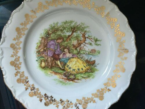 Vintage : Lot De 6 Assiettes Digoin - Occasion - 25cm Idée Cadeau