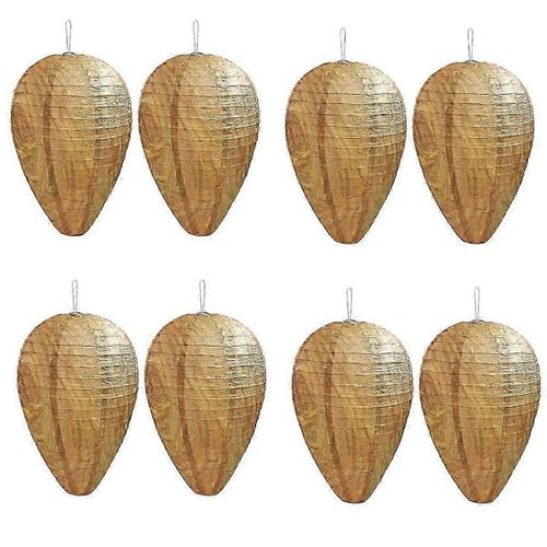 Paquet De 8 Mini Taille En Papier Nid De Guêpe Leurre Suspendu Faux Nid De Guêpe Pour Guêpes Frelons Vestes Jaunes