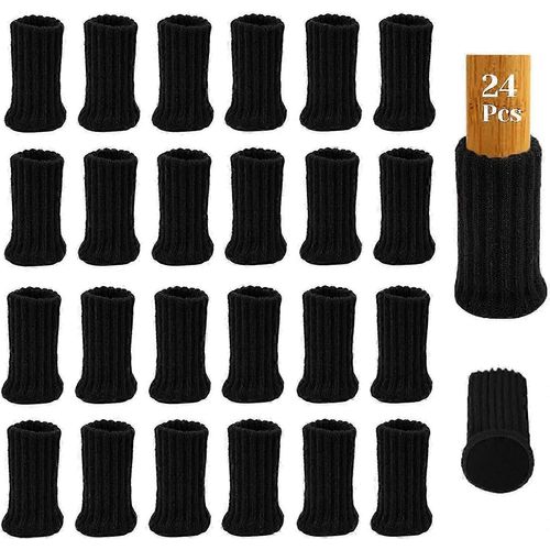 Lot De 24 Chaussettes De Chaise Avec Coussinets En Feutre, Chaussons De Meubles Tricotés À Haute Élasticité Avec Double