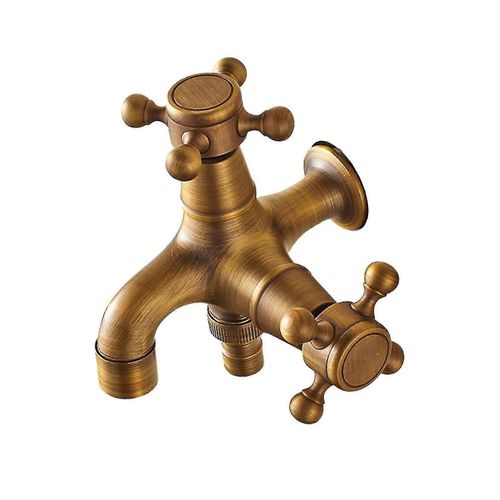 Robinet de jardin à double sortie de style antique avec robinet à boisseau sphérique double bec en laiton robinet d'eau extérieur