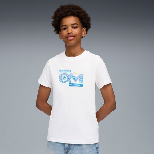 Puma T-Shirt Ftblculture Olympique De Marseille Enfant Et Adolescent, Vêtements, Blanc/Azure, 13-14y