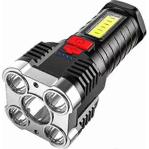 La lampe de poche lumineuse à cinq coeurs peut être rechargeable par USB avec une longue portée.-