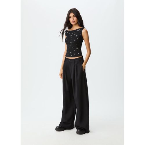 Stradivarius Pantalon Habillé Wide Leg À Pinces Noir 40