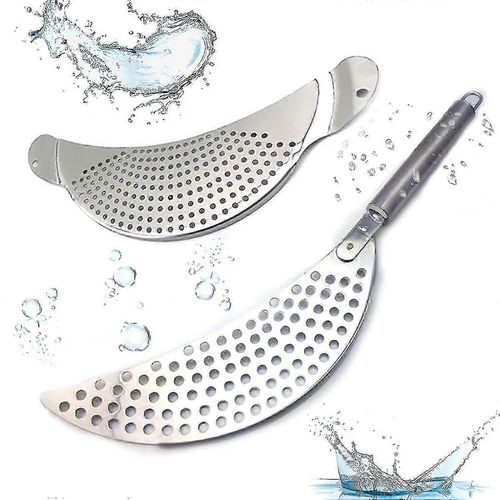 Passoire À Casserole En Acier Inoxydable Avec Poignée,Passoire À Pâtes En Acier Inoxydable 2 Pièces,Égouttage Facile,Durable