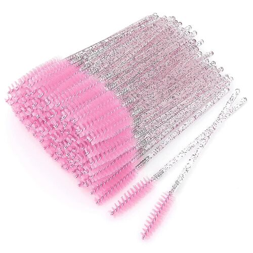 100 Pcs Brosse Baguettes De Mascara,Pack De Brosse À Cils,Pinceau À Sourcils Applicateur,Brosses À Mascara Pour Cils (Rose) 