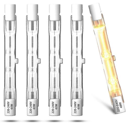 Ampoule Halogène R7s 78mm 48w Dimmable R7s Ampoule Halogène Linéaire Ampoules De Sécurité,750lm Blanc Chaud 2700k J78 Projecteur À Double Extrémité5.22