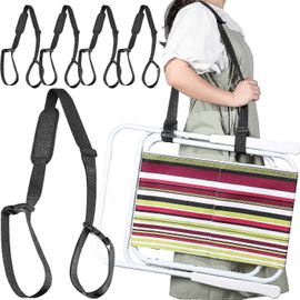 5 Pcs Sangle De Transport Pour Chaise Pliante De Plage,Bretelles De Chaise De Plage Réglables Sangles De Transport D'épaule Pour Chaise Pliante Parapluie Sac À Dos (Noir)