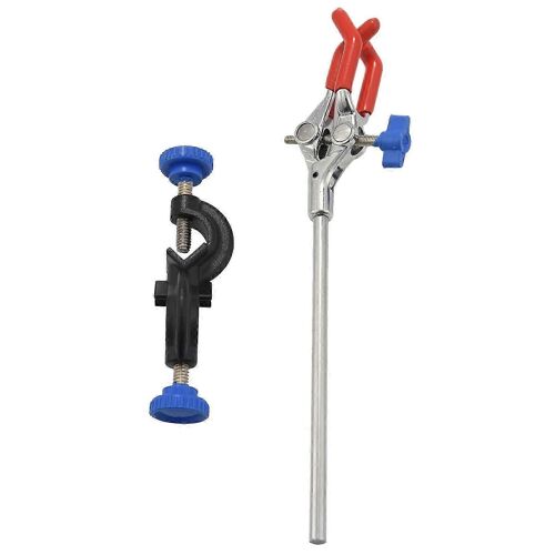 Pince de laboratoire OESS 3 broches de style doigt tête enduite de caoutchouc un clip de support de laboratoire noir