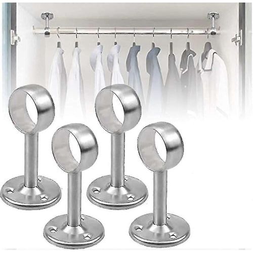 4pcs Support De Rideau De Montage Au Plafond,Support De Poteau De Garde-Robe En Acier Inoxydable25mm