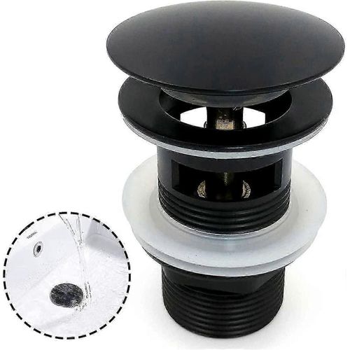 Évier noir Bassin à déchets,Chrome Pop Up,Pop Up automatique,Cuivre Pop Up Spring Stopper Lavabo