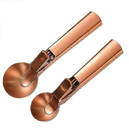 Cuillère À Crème Glacée,2 Cuillères À Biscuits En Acier Inoxydable En Or Rose Avec Gâchette Cuillère À Cônes De Melon