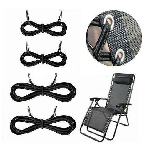 Lacets Élastiques Avec Embouts Pour Chaise Zero Gravity,Chaises Longues Pour Lafuma Rsx / Rsxa,Séquoia,Kit De 4 Lacets,Noir,2,2 M * 2 Pièces,1,37 M * 2 Pièces.