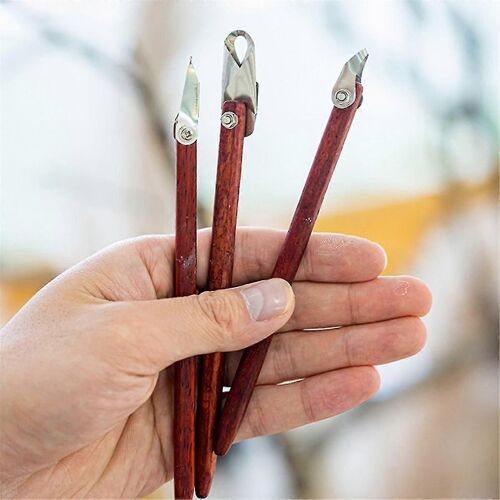 Fleur Rouge Poire Sculpture Outils Texture Argile Sculptures Sculptées À La Main Décoratif En Acier Inoxydable Anneau Couteaux A