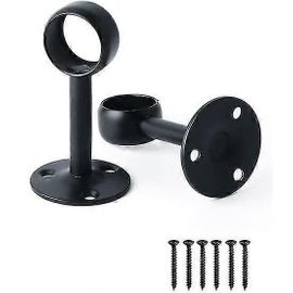 Support De Tringle À Rideau Tringle D'armoire Avec Vis Support De Plafond Pour Rideau Et Armoire,Acier Inoxydable Noir Mat,Diamètre 32 Mm,2 Pièces