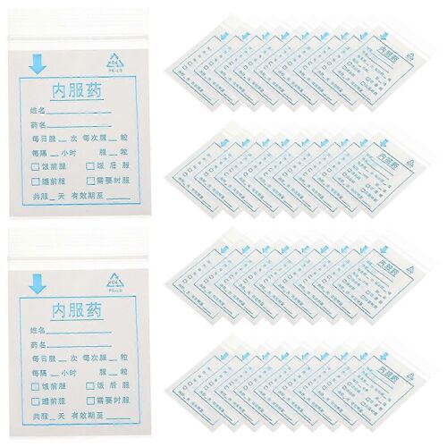 100Pcs Sacs de stockage multifonctions Petits sacs de stockage de pilules Sacs de pilules réutilisables Sacs de pilules refermables