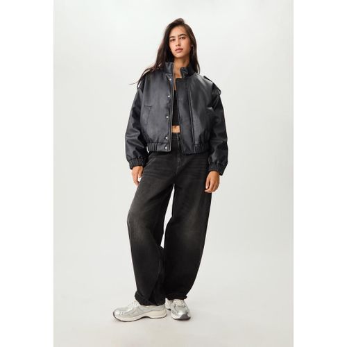 Stradivarius Blouson Bomber En Similicuir Noir Xl