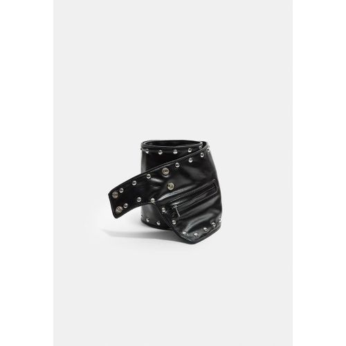 Stradivarius Ceinture Large À Clous Et Poche Noir Os