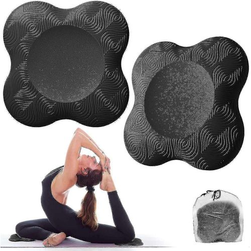 Paquet De 2 Genouillères De Yoga Support D'agenouillement Léger Confortable Pour Le Yoga Noir Yxi-Good