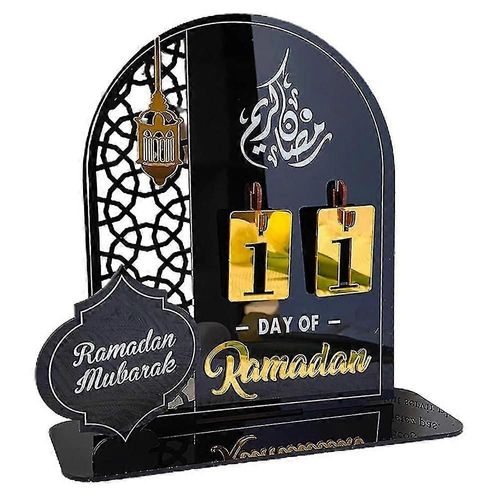 Calendrier De L'aïd,Calendrier Du Compte À Rebours De L'aïd Bricolage De 30 Jours En Acrylique Calendriers De Compte À Rebours De L'aïd Pour La Table,L'aïd,La Fête Noir