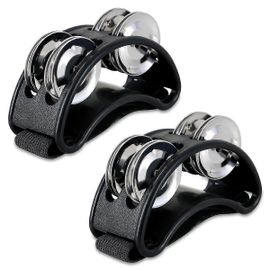 2pcs Tambourin De Pied Percussion,Pédale De Percussion D'instrument De Musique Avec Clochettes En Acier - Blac-Good