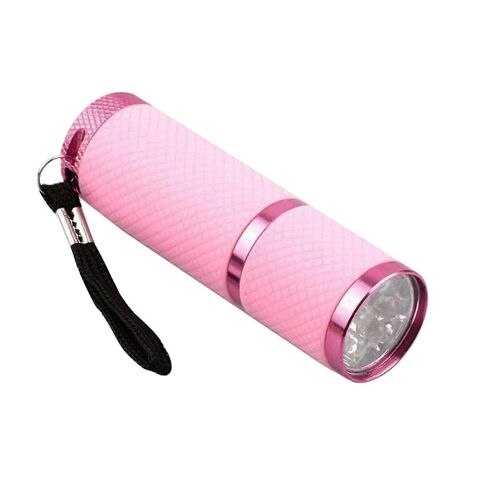 Mini lampe de poche 9-LED enduite de caoutchouc rose d'extérieur Torch-Yvan