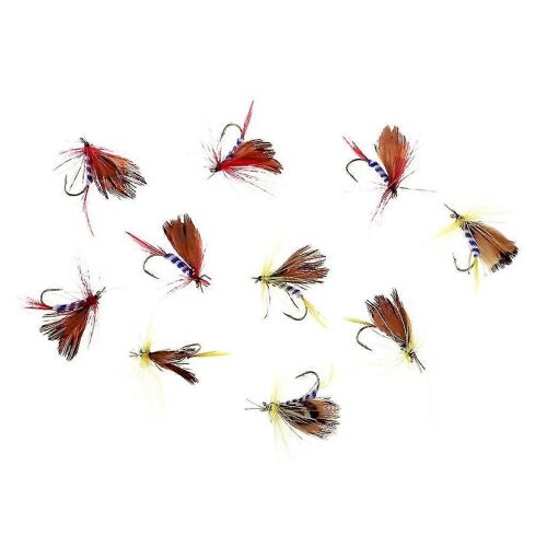 10pcs Pêche À La Mouche Leurre Mouches Bar Saumon Truite Insectes Appâts Mouches Flottantes-Yvan