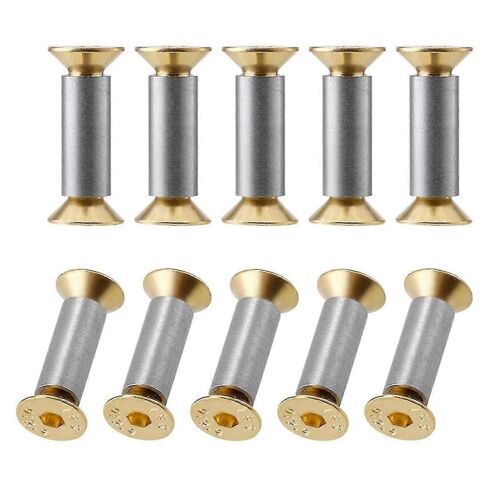 10 paquets de vis de manche de couteau rivets boulons fixations, vis à tête plate hexagonale d'or, vis de fabricant de couteaux