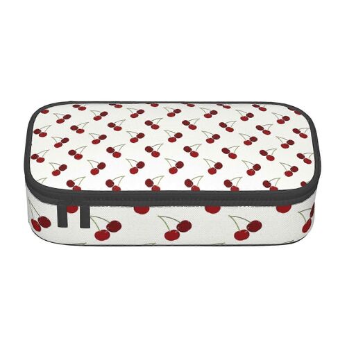 Jolie Cerise Motif Crayon Étui Grande Capacité Pochette À Crayons Trousse De Maquillage Fournitures De Bureau Papeterie Boîte À Crayons Avec Fermeture Éclair-Yujia