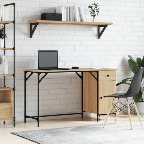 Vidaxl Bureau D'ordinateur Chêne Sonoma 131x48x75 Cm Bois D'ingénierie
