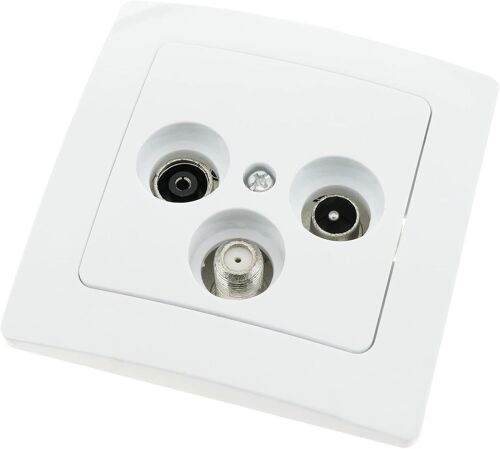 Bematik - Prise Tv/Sat/R Encastrable Avec Plaque De Finition 80X80Mm Série Lille Blanc